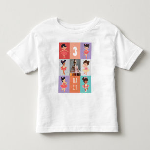 Pop Art Boxes Cartoon Ballet 3rd Birthday Photo Toddler T-Shirt