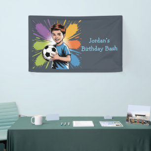 Pop Art Boys Soccer Birthday Bash Favor Banner