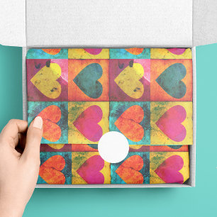 Pop Art Bright Distressed Heart Pattern Tissue Paper