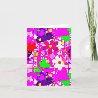 Pop art bright flowers card