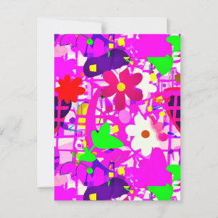 Pop art  bright flowers postcard