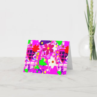 Pop art bright flowers thank you card