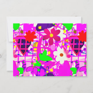 Pop art bright flowers thank you card