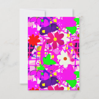 Pop art  bright flowers thank you card