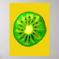 Pop art bright kiwi fruit original watercolour