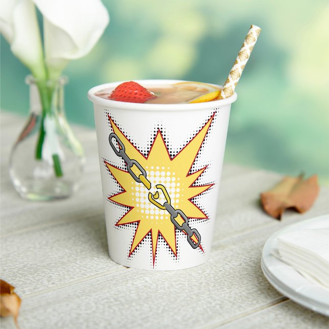 Pop Art Broken Chain Explosion Bold Comic Style  Paper Cups (Creator Uploaded)