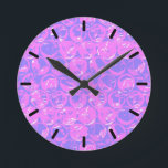 Pop art bubble wrap round clock<br><div class="desc">Pop art bubble wrap pattern in blue and purple</div>