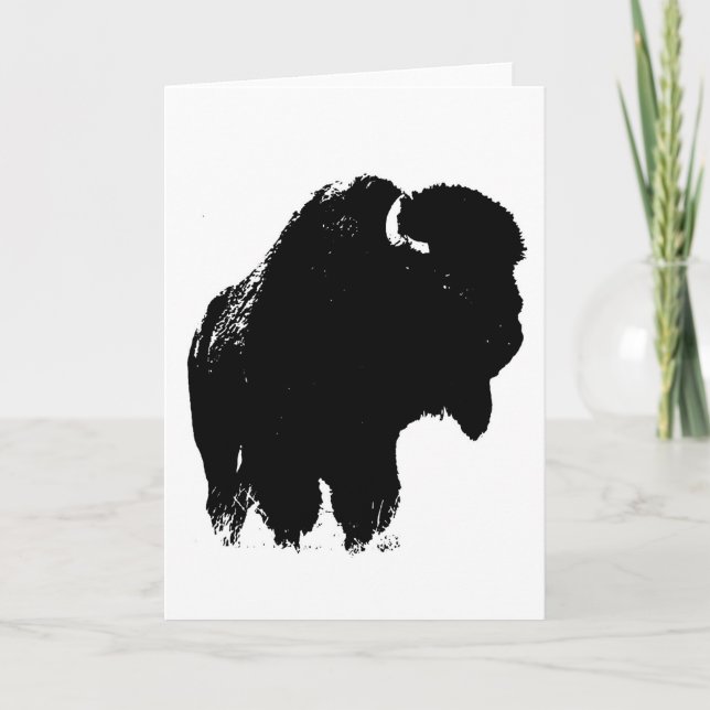 Pop Art Buffalo Bison Silhouette Card (Front)