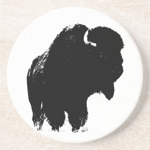 Pop Art Buffalo Bison Silhouette Coaster