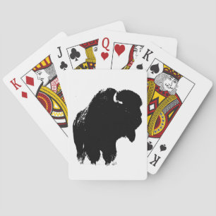 Pop Art Buffalo Bison Silhouette Playing Cards