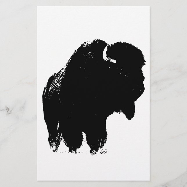 Pop Art Buffalo Bison Silhouette Stationery (Front)