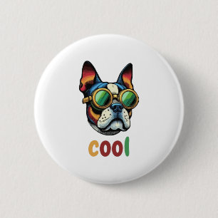 Pop Art Bulldog With Goggles 6 Cm Round Badge