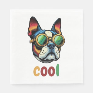 Pop Art Bulldog With Goggles Napkin