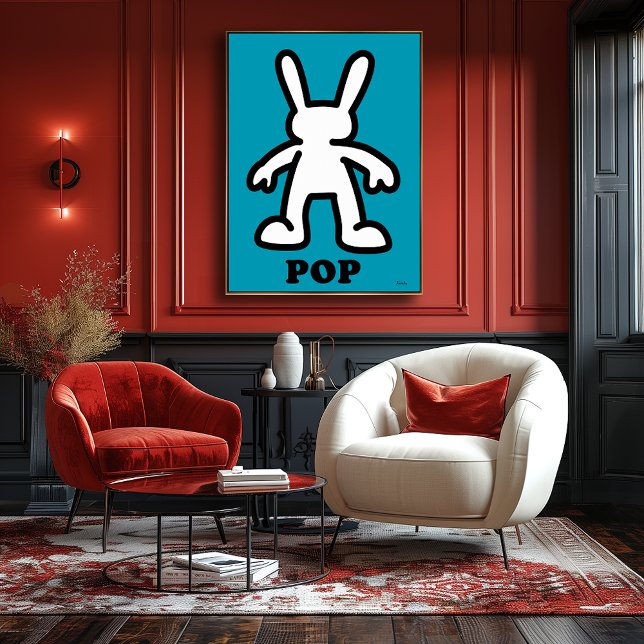 Pop Art Bunny – Bold Teal Outline  Poster (Creator Uploaded)