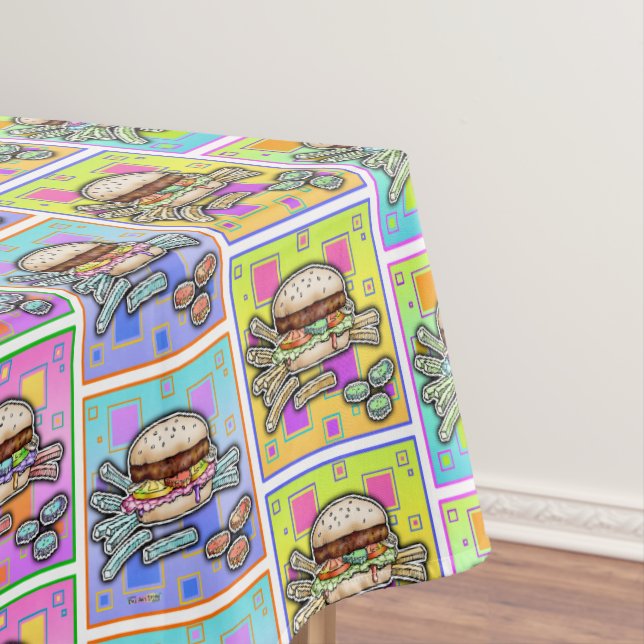 POP ART BURGER (Hamburger) Tablecloth (In Situ)