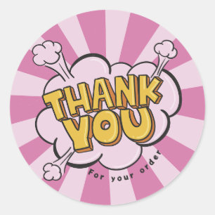 Pop Art Business Customer Thank You Classic Round Sticker