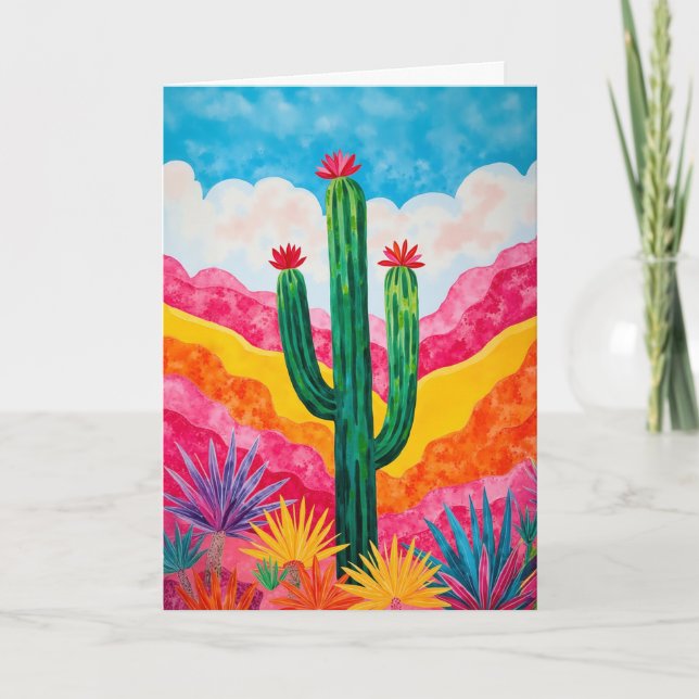 Pop Art Cactus Southwest Stationery Card (Front)