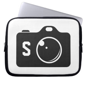 Pop Art Camera Black and White Monogram Laptop Sleeve