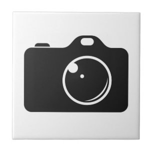 Pop Art Camera Black and White Tile
