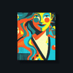 Pop art canvas print<br><div class="desc">Artificial intelligence pop art style,  female portrait,  The illustration is in a modern,  abstract style. strong colour contrasts and geometric shapes,  giving a visual impact.</div>