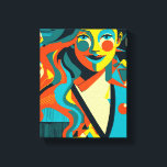 Pop art canvas print<br><div class="desc">Artificial intelligence pop art style,  female portrait,  The illustration is in a modern,  abstract style. strong colour contrasts and geometric shapes,  giving a visual impact.</div>