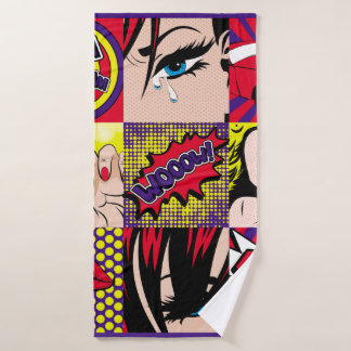 Pop art Card Illustrationart,pop,beautiful,comic,d Bath Towel