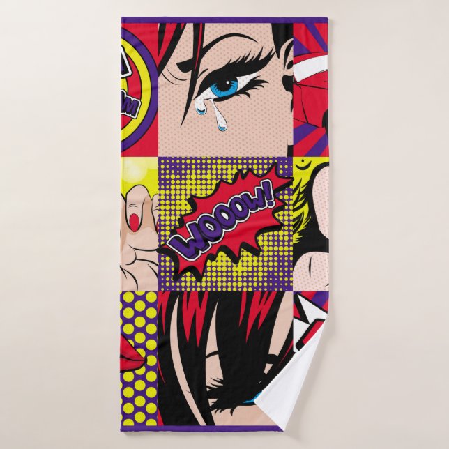 Pop art Card Illustrationart,pop,beautiful,comic,d Bath Towel (Bath Towel)
