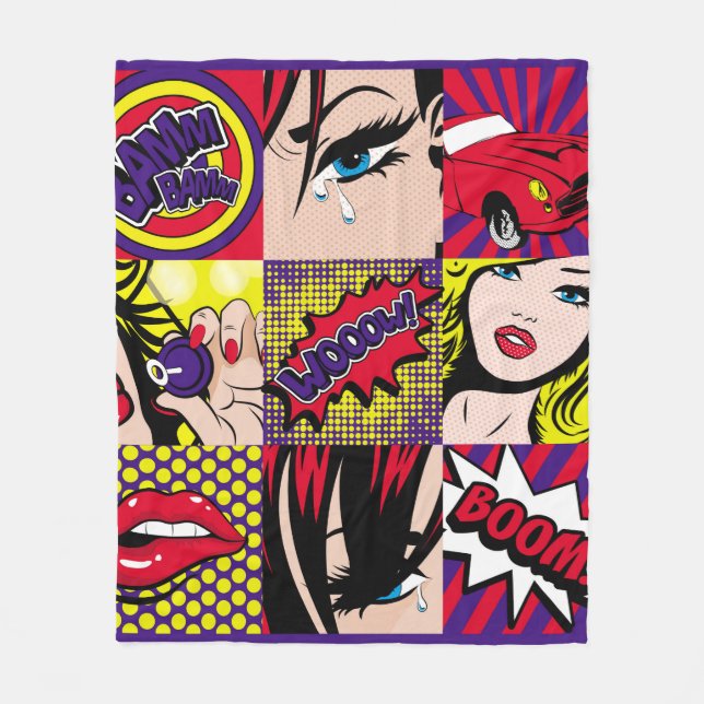 Pop art Card Illustrationart,pop,beautiful,comic,d Fleece Blanket (Front)