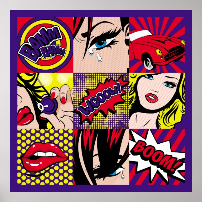 Pop art Card Illustrationart,pop,beautiful,comic,d Poster (Front)