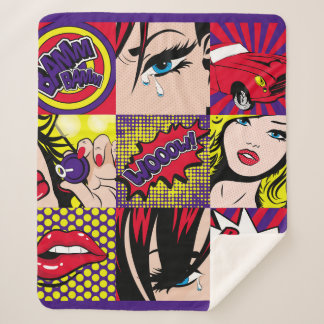Pop art Card Illustrationart,pop,beautiful,comic,d Sherpa Blanket