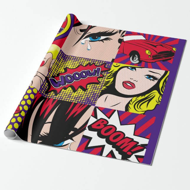 Pop art Card Illustrationart,pop,beautiful,comic,d Wrapping Paper (Unrolled)
