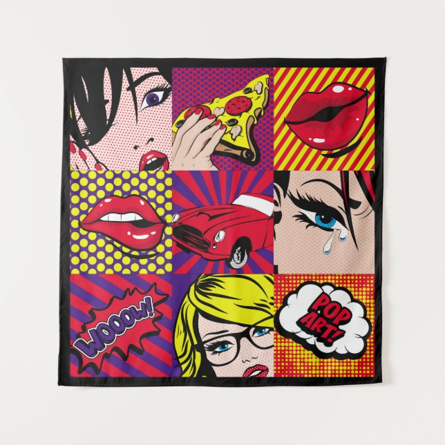 Pop art Card Illustrationpattern,art,comic,pop,ret Tapestry (Front)