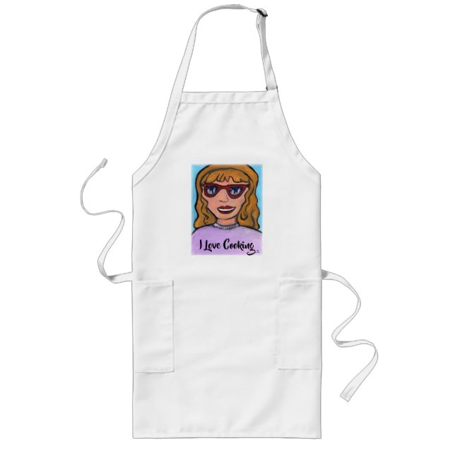 Pop Art Cartoon Girl Custom Preppy Unique Long Apron (Front)
