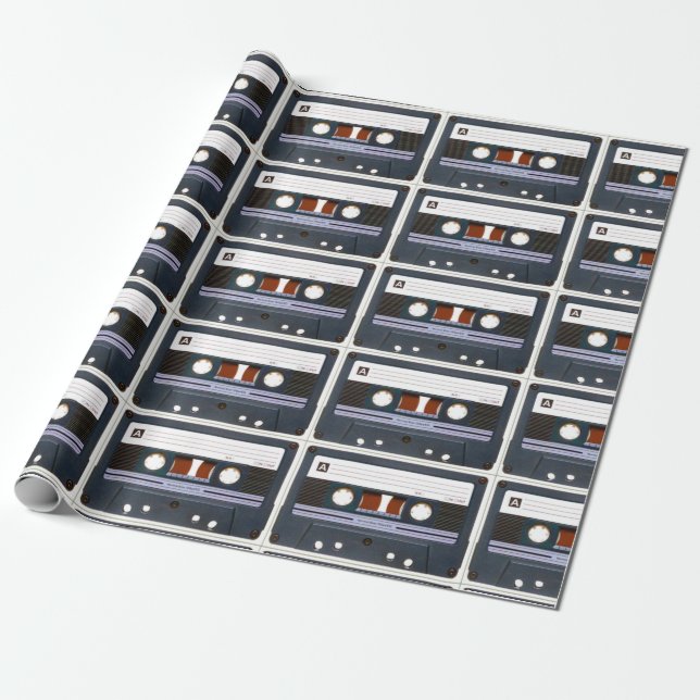 Pop Art Cassette Retro Wrapping Paper (Unrolled)