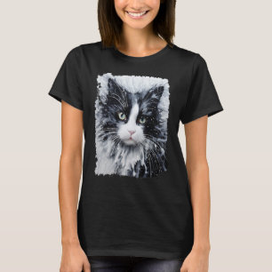 Pop Art Cat Black and White T-Shirt