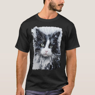 Pop Art Cat Black and White T-Shirt