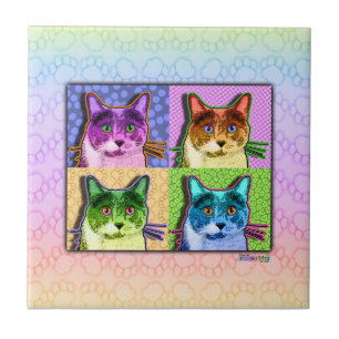 Pop Art Cat Ceramic Tile