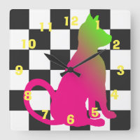 Pop Art Cat Chequerboard Brights CricketDiane