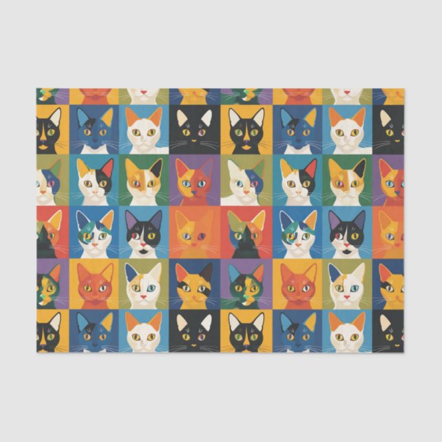 Pop Art Cat Collage Decoupage Tissue Paper (Front)