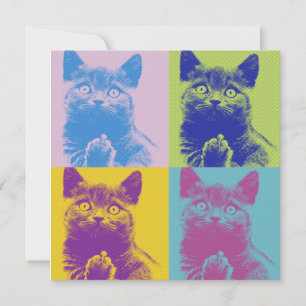 Pop Art Cat Flat Thank You Card