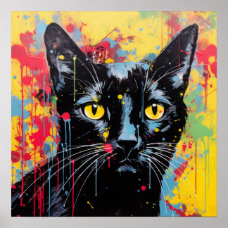Pop Art Cats: Black Poster