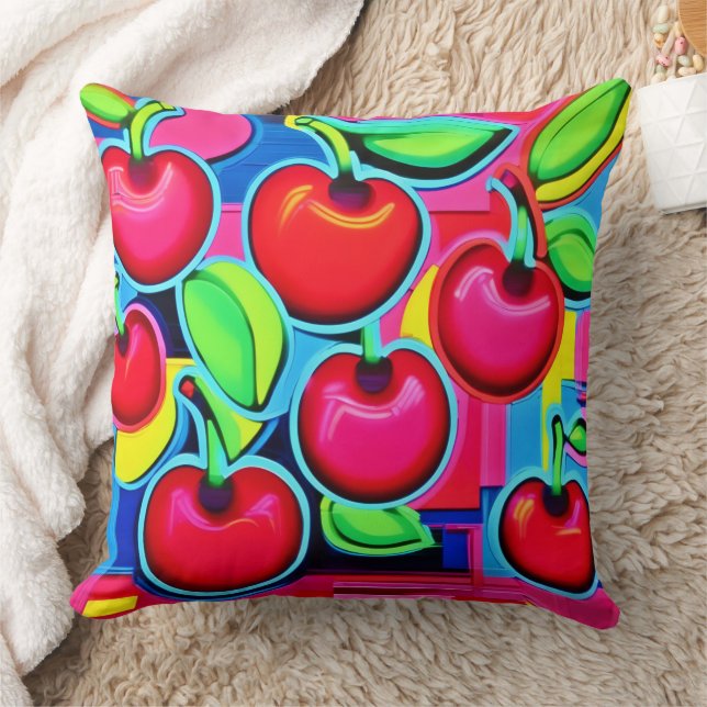 Pop Art Cherry Burst Cushion (Blanket)