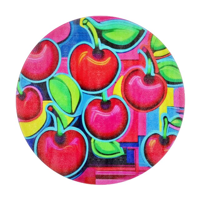 Pop Art Cherry Burst Cutting Board (Front)