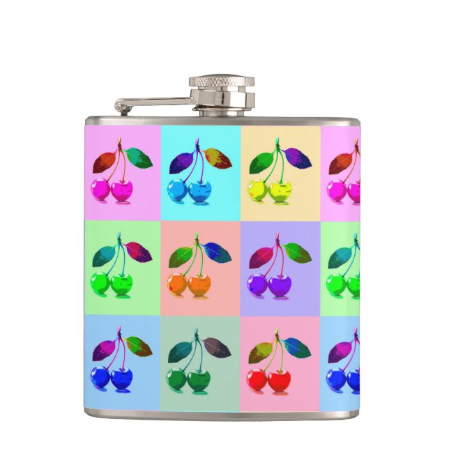 Pop Art Cherry Pattern  Hip Flask (Front)