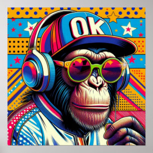 POP-ART CHIMPANZEE 10 POSTER