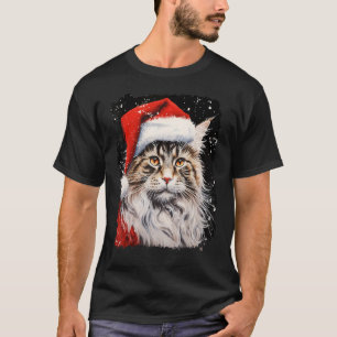 Pop Art Christmas Maine Coon Cat T-Shirt