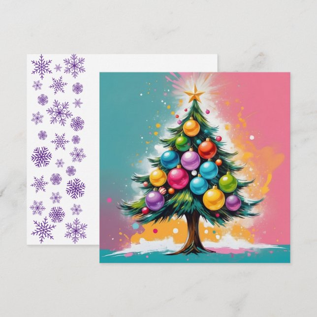 Pop Art Christmas Oversized Colourful Ornaments  Holiday Card (Front/Back)