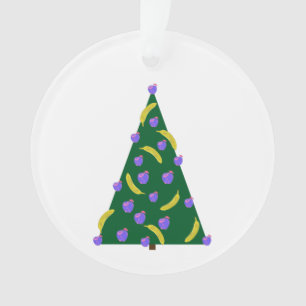 Pop Art Christmas Tree with Apples and Bananas Ornament