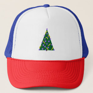 Pop Art Christmas Tree with Apples and Bananas  Trucker Hat