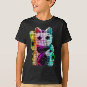 Pop Art Circles Lucky Cat - Maneki Neko T-Shirt